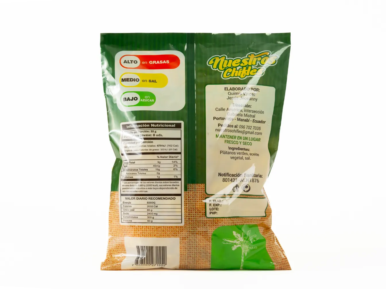 Chifles de Plátano Verde Largo NUESTROS CHIFLES 250G - Image 2