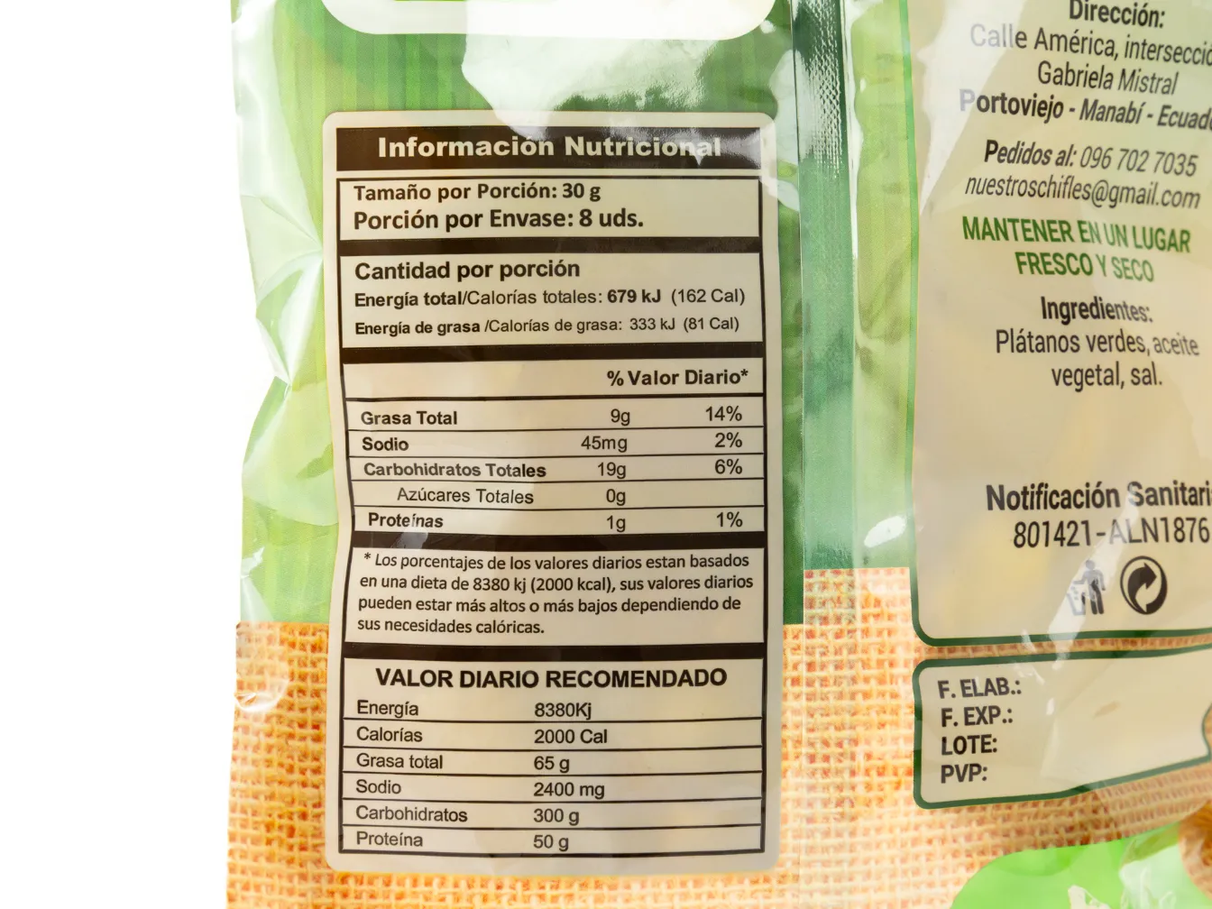 Chifles de Plátano Verde Largo NUESTROS CHIFLES 250G - Image 3