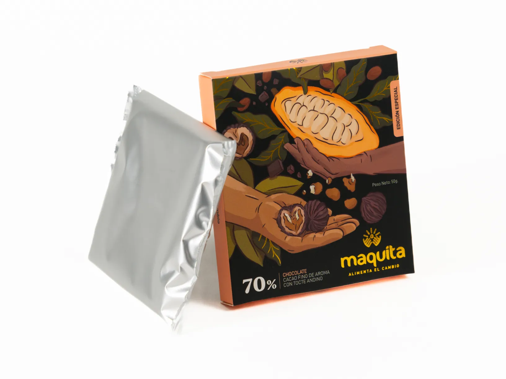 Chocolate 70% con Tocte Andino MAQUITA ALIMENTA EL CAMBIO 50G - Image 2