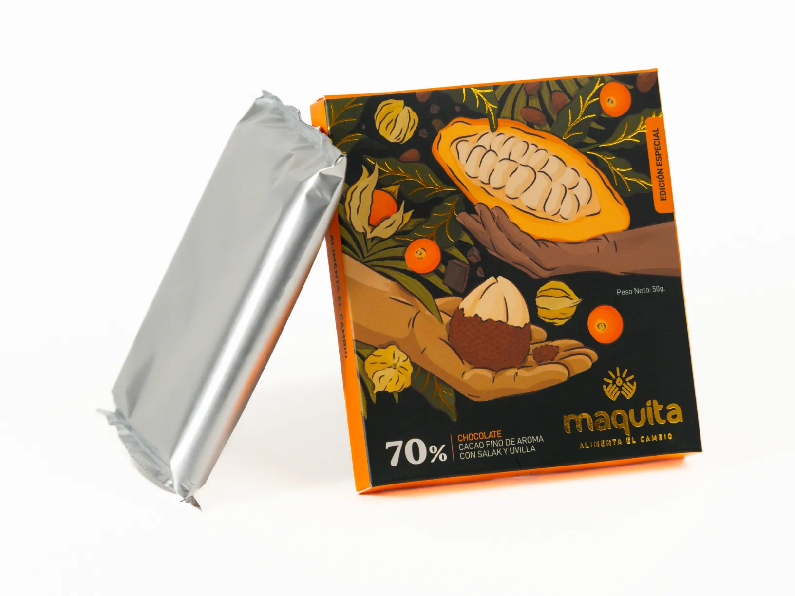 Chocolate 70% con Salak y Uvilla MAQUITA ALIMENTA EL CAMBIO 50G - Image 2