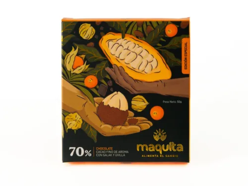 Chocolate 70% con Salak y Uvilla MAQUITA ALIMENTA EL CAMBIO 50G